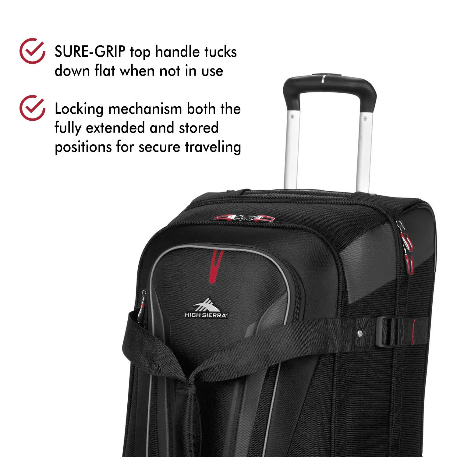 High Sierra 57019-1041 AT7 Rolling Upright Duffel Bag, Black, 26-Inch