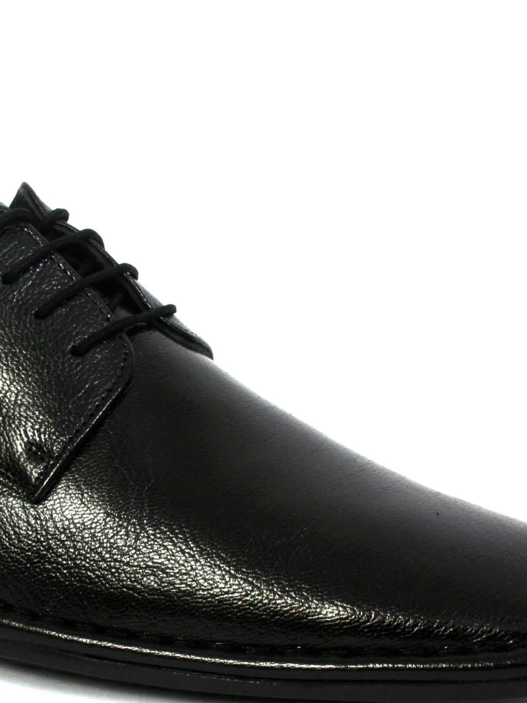 Hitz Men's Black Leather Formal Derby Shoes