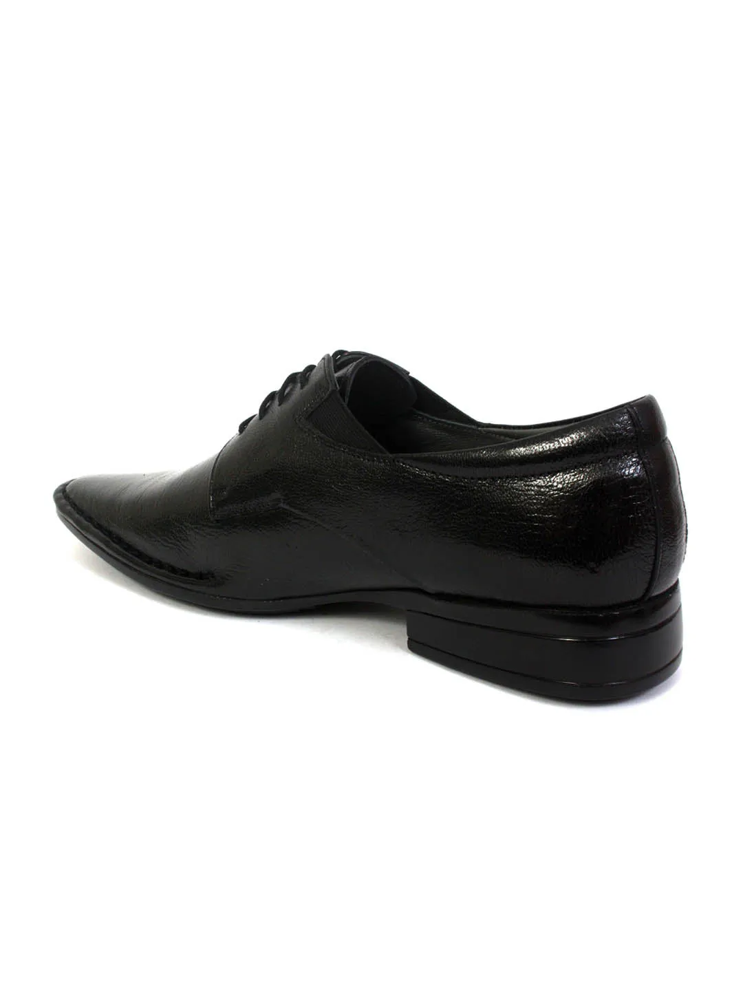 Hitz Men's Black Leather Formal Derby Shoes