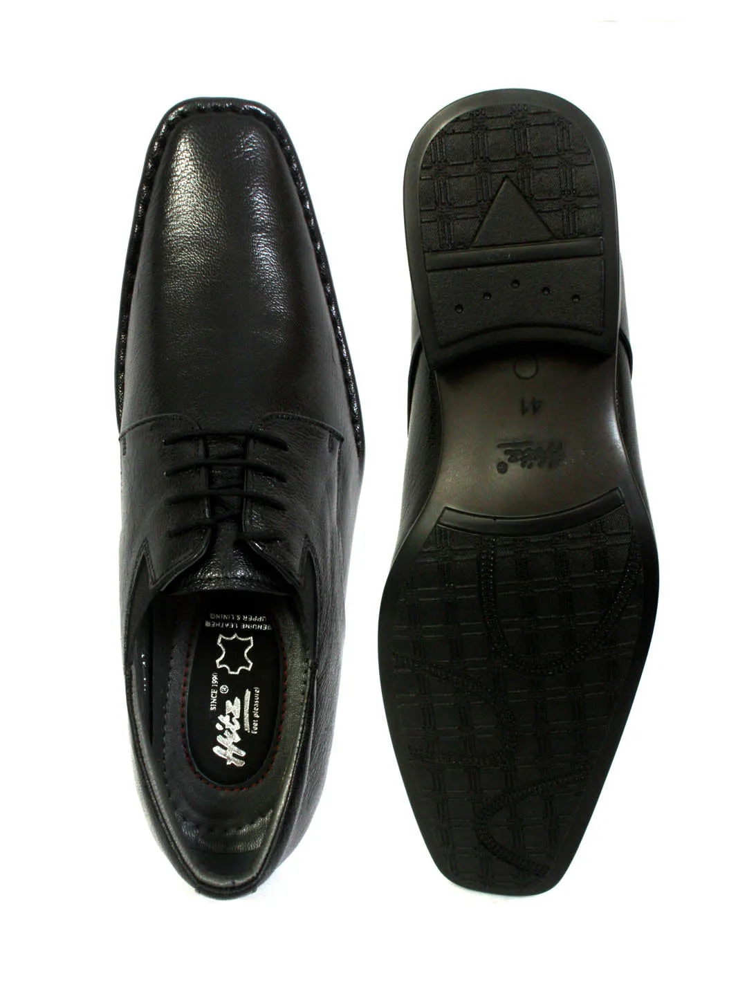 Hitz Men's Black Leather Formal Derby Shoes