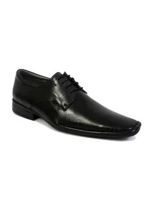 Hitz Men's Black Leather Formal Derby Shoes