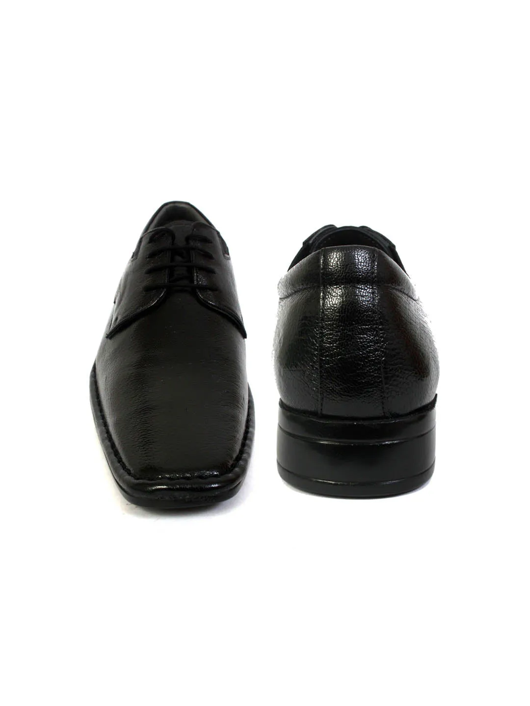 Hitz Men's Black Leather Formal Derby Shoes