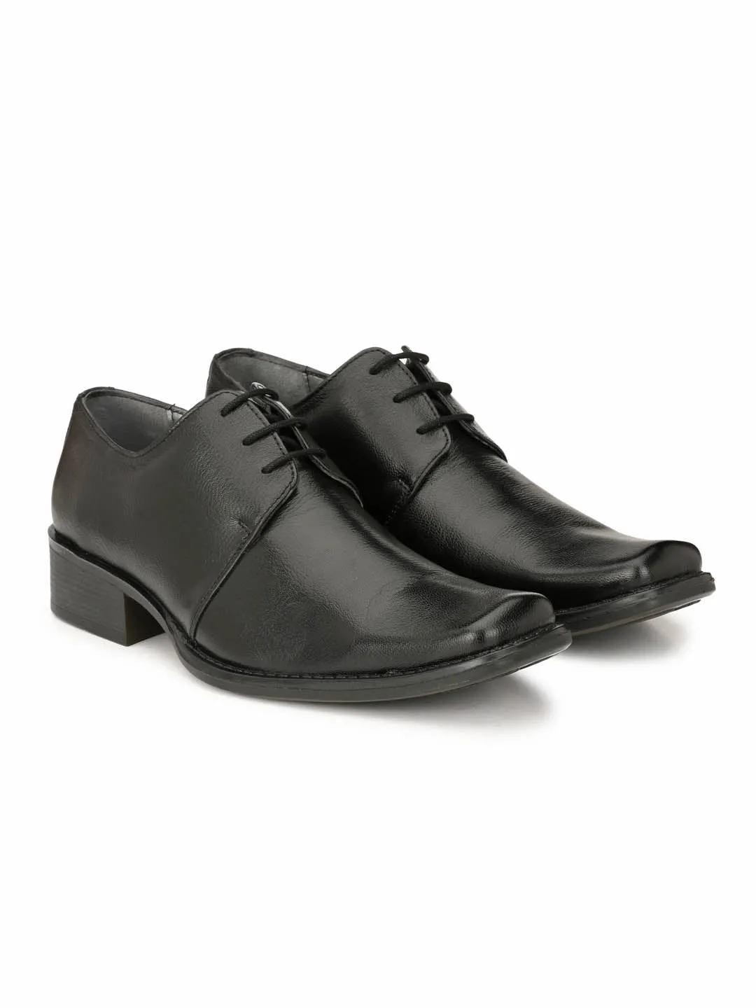 Hitz Men's Black Leather Lace up Formal Shoes