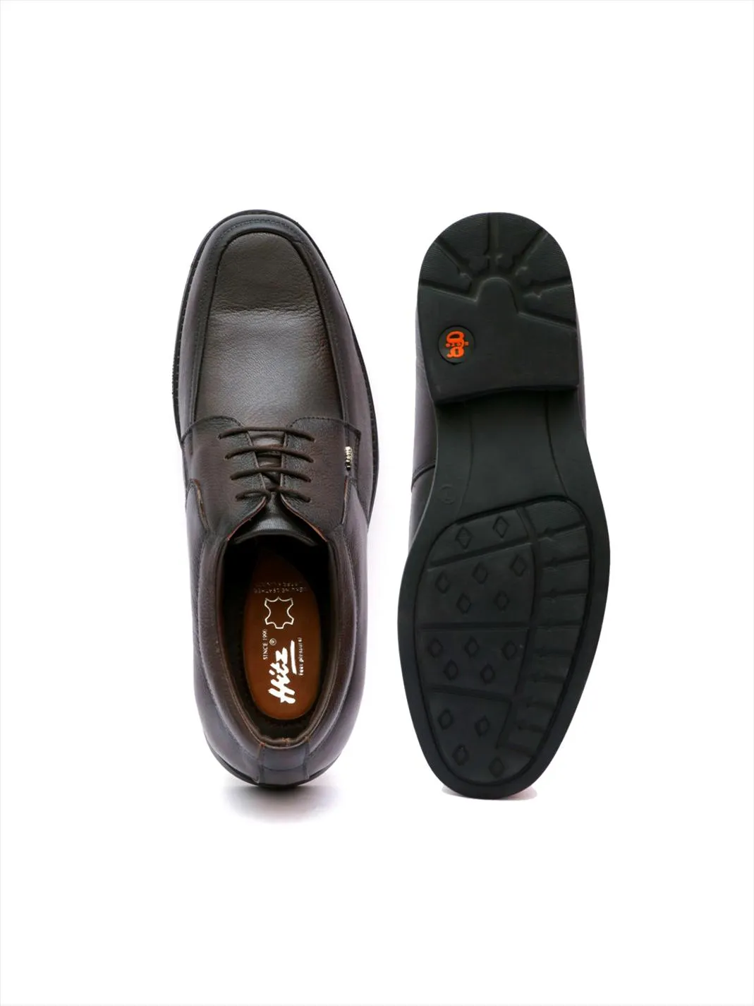 Hitz Men's Brown Leather Derby Formal Shoes