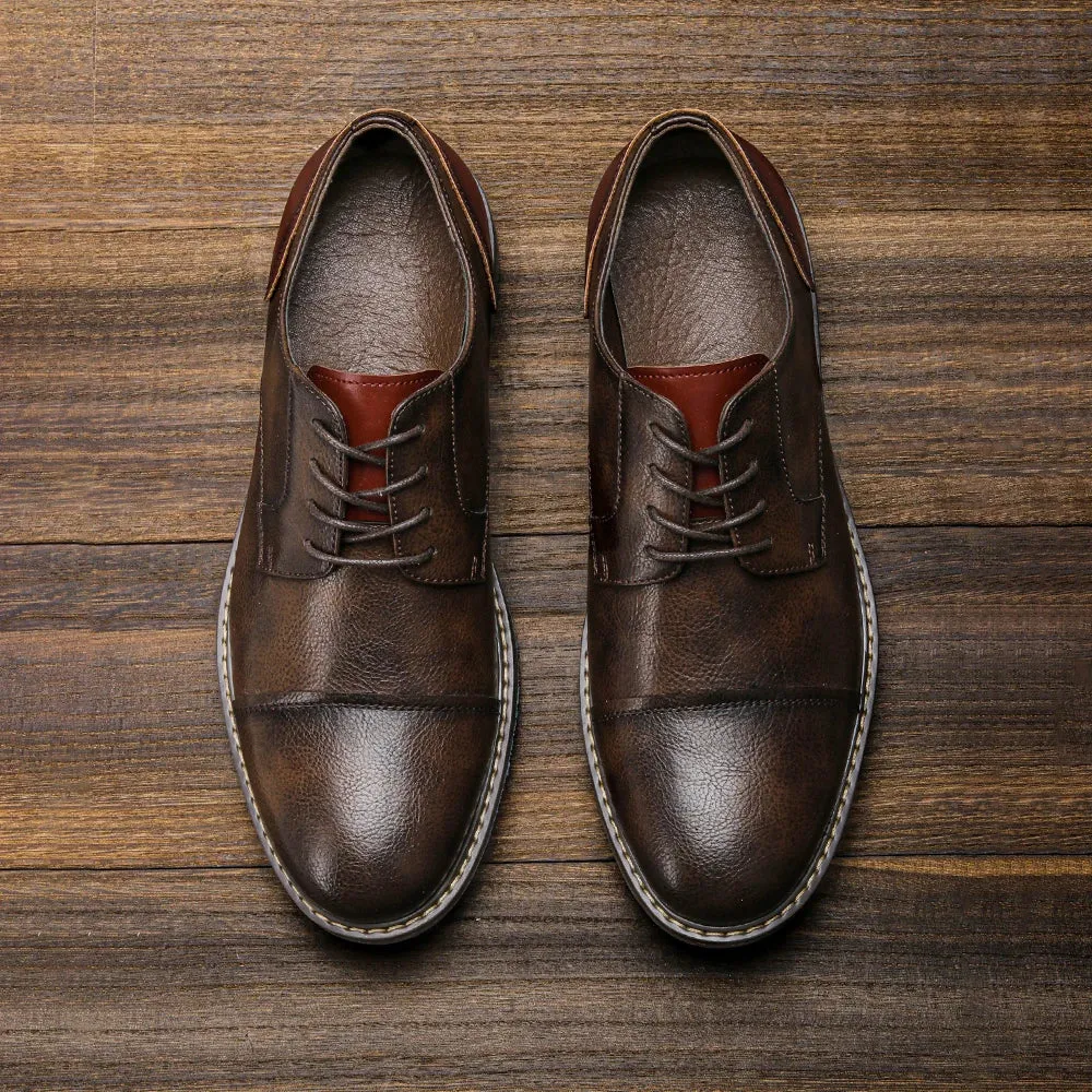 Hnzxzm Retro Men's Derby Shoes 2024 New Men Casual shoes Fashion Men Leather Shoes
