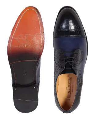 John Foster Woven Derby Lace Up Shoe - Blue