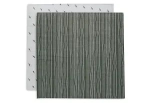 Jollein Hydrophilic Multi Cloth Small 70x70cm 2-Pack | Stripe & Olive Leaf Green