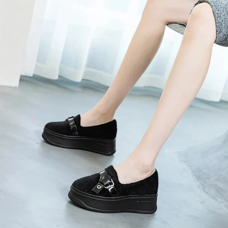 Joskaa 2024 New Black Platform Sneakers Slip On