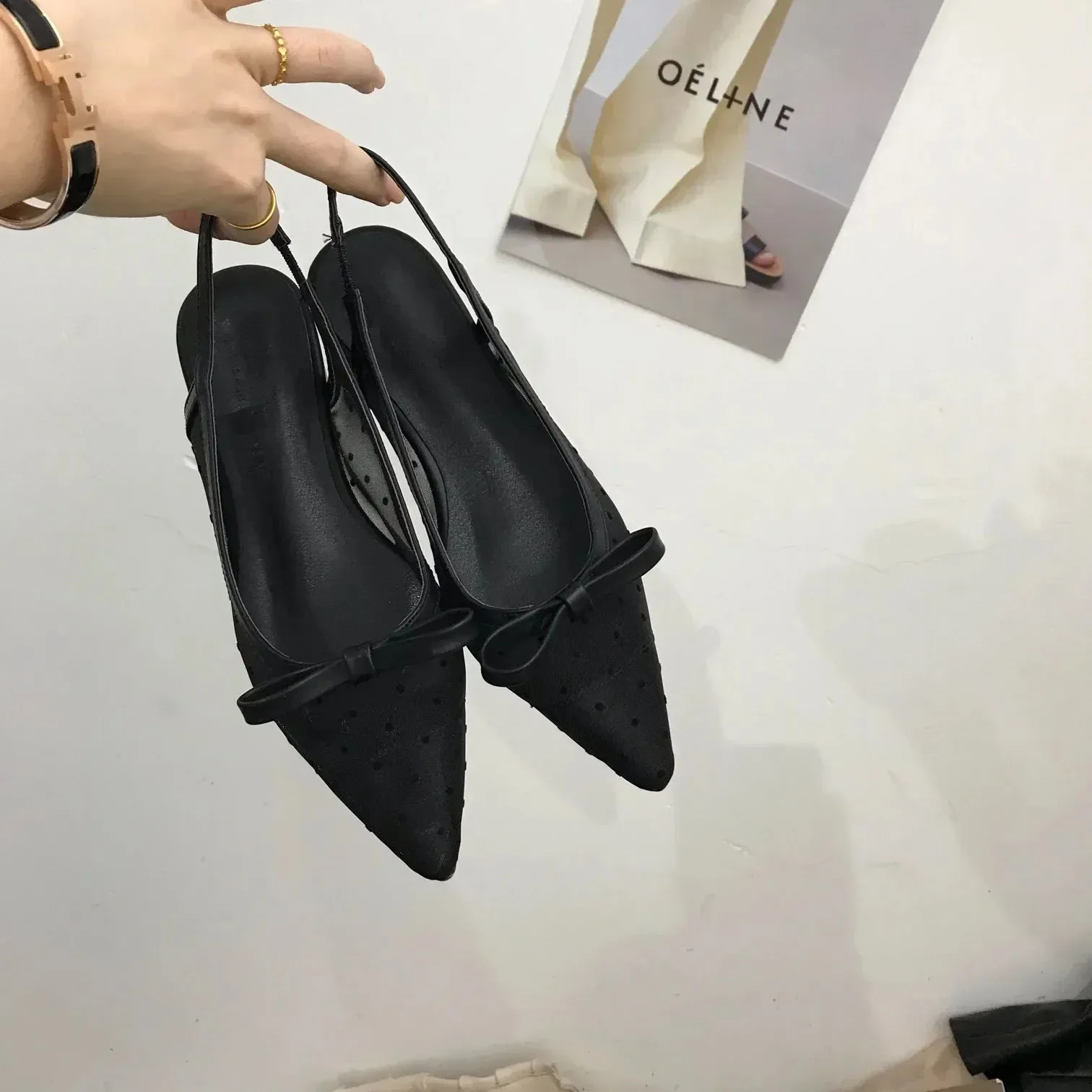 JS0201 Women's Casual Shoes: Pointed Mesh High Heels Sandals