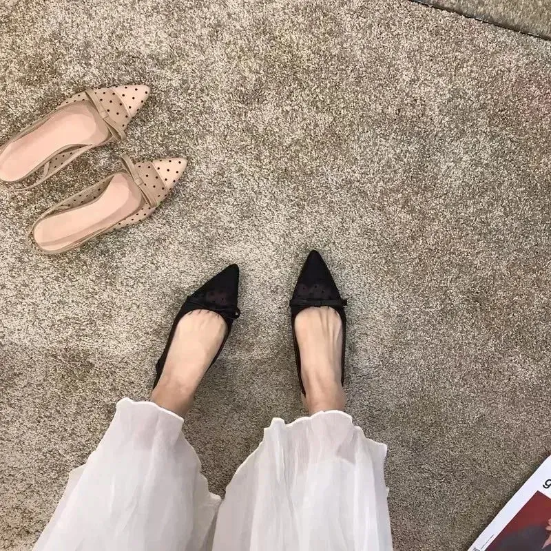 JS0201 Women's Casual Shoes: Pointed Mesh High Heels Sandals