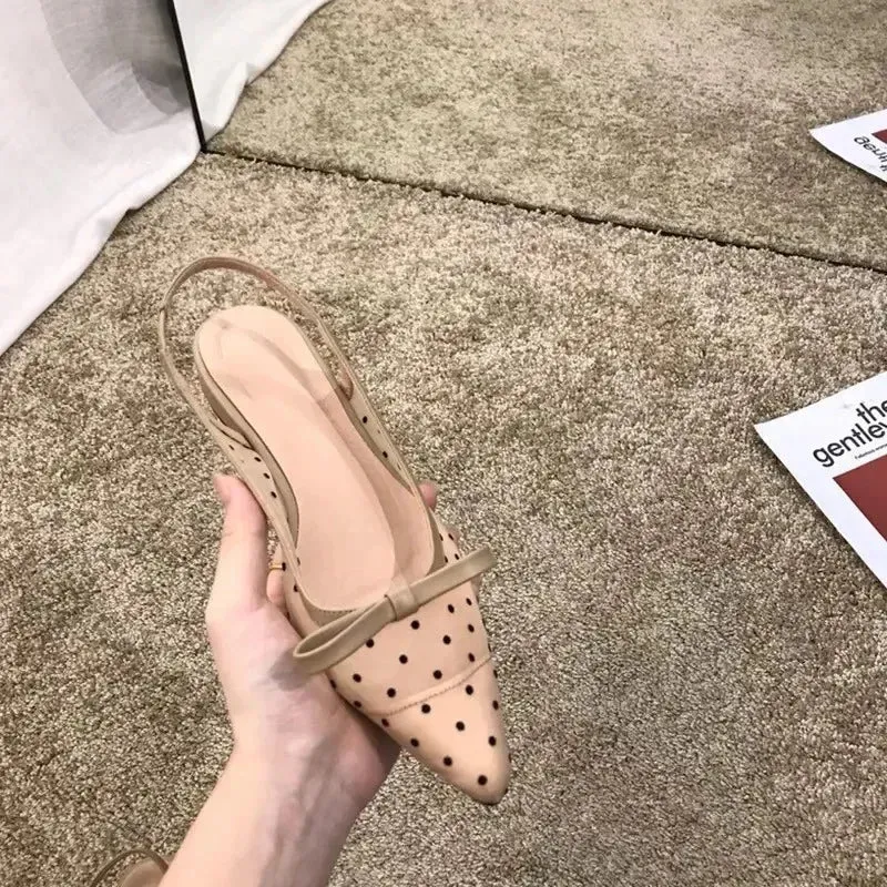 JS0201 Women's Casual Shoes: Pointed Mesh High Heels Sandals