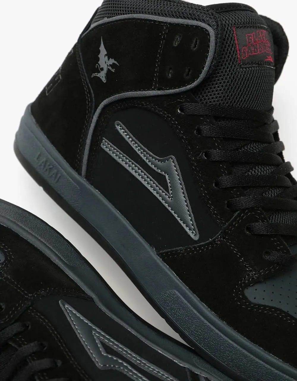 Lakai x Black Sabbath Telford Skate Shoes - Black/Grey Suede