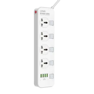 Ldnio 2M 2500W Power Strip with 4 AC Sockets - White | 691441