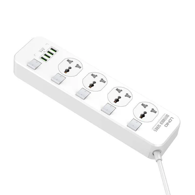 Ldnio 2M 2500W Power Strip with 4 AC Sockets - White | 691441