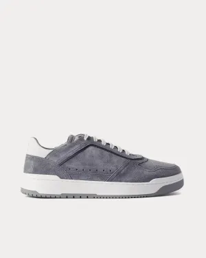 Leather-Trimmed Suede Light Blue Low Top Sneakers