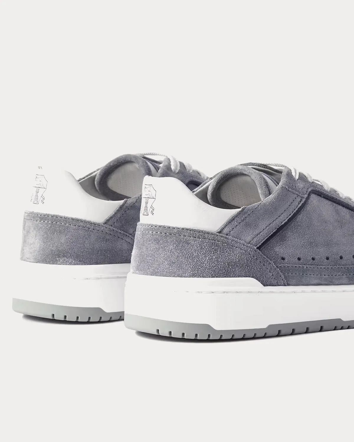 Leather-Trimmed Suede Light Blue Low Top Sneakers