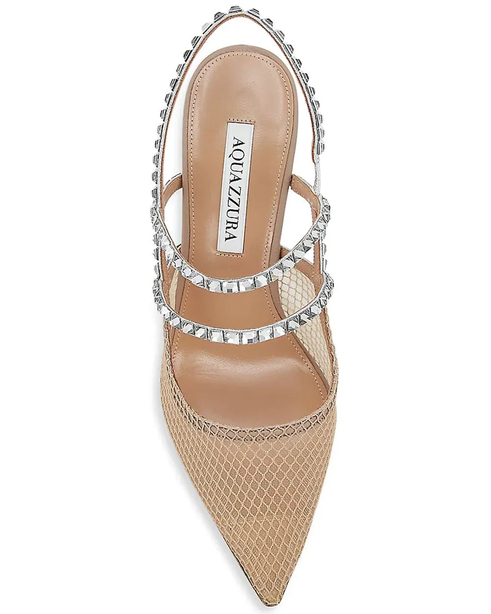 Martini Crystal Embellished Mesh Pump in Beige