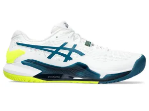 Men's Asics Gel-Resolution 9, White/Restful Teal, 13 2E Wide