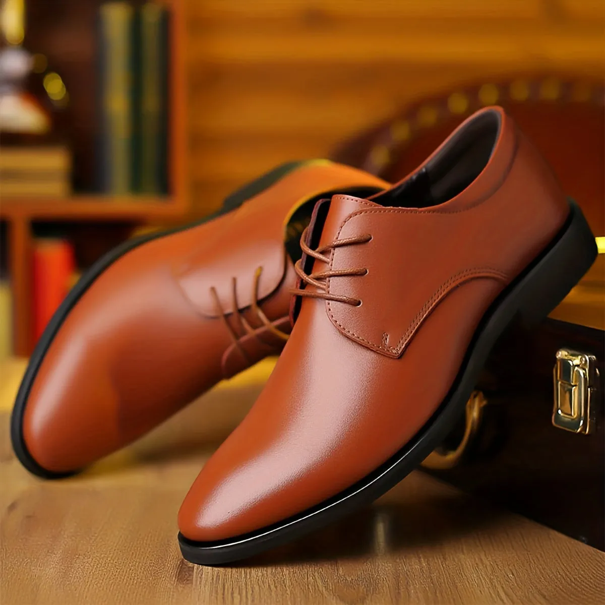 Men's Elegant Jelly Glue Upper Material Dress Shoes PU Insole