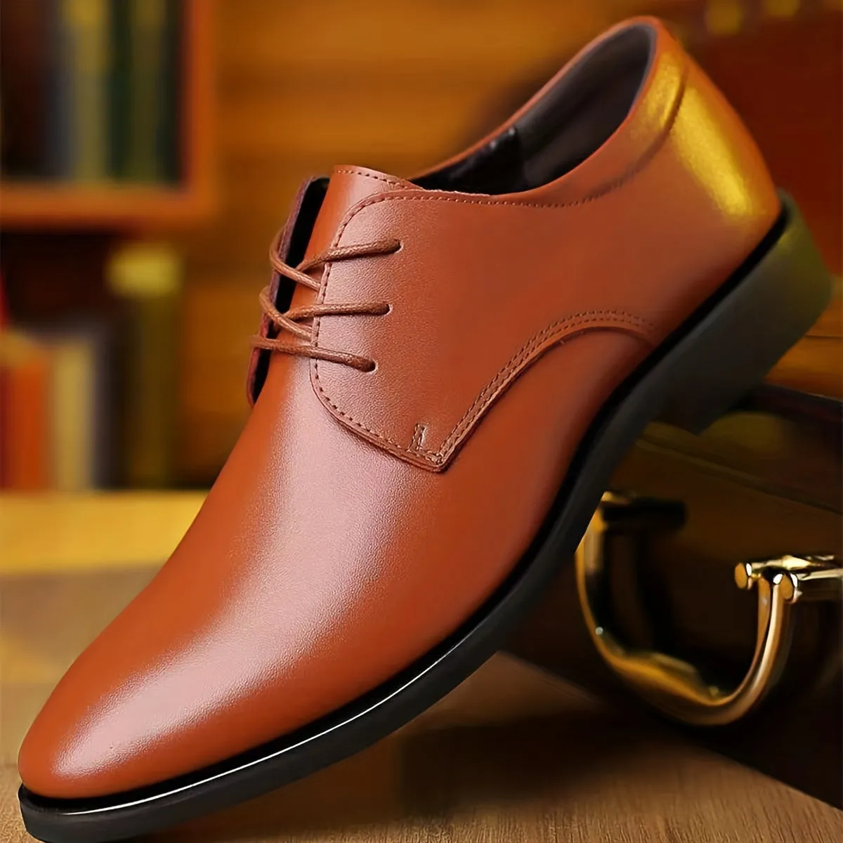 Men's Elegant Jelly Glue Upper Material Dress Shoes PU Insole