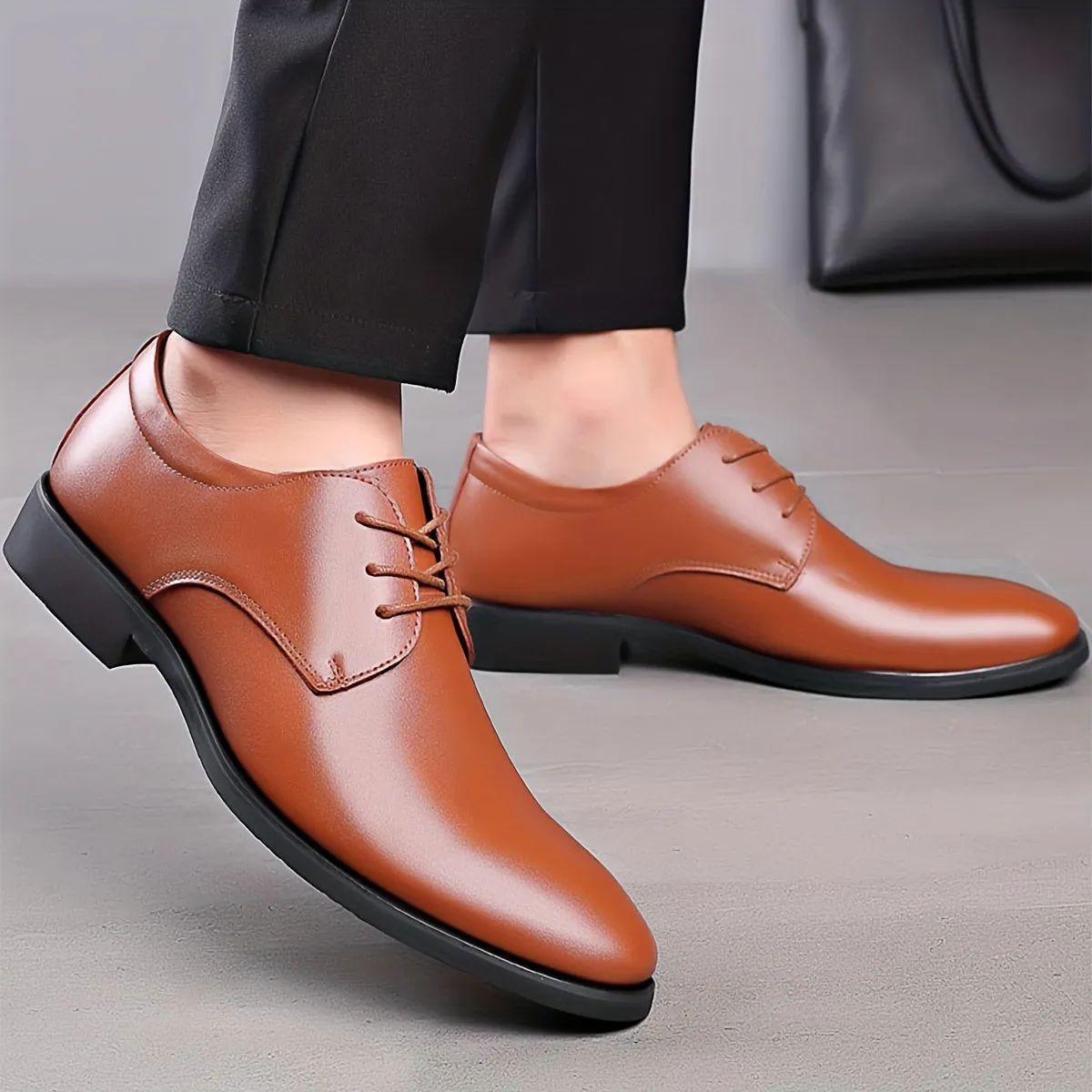 Men's Elegant Jelly Glue Upper Material Dress Shoes PU Insole
