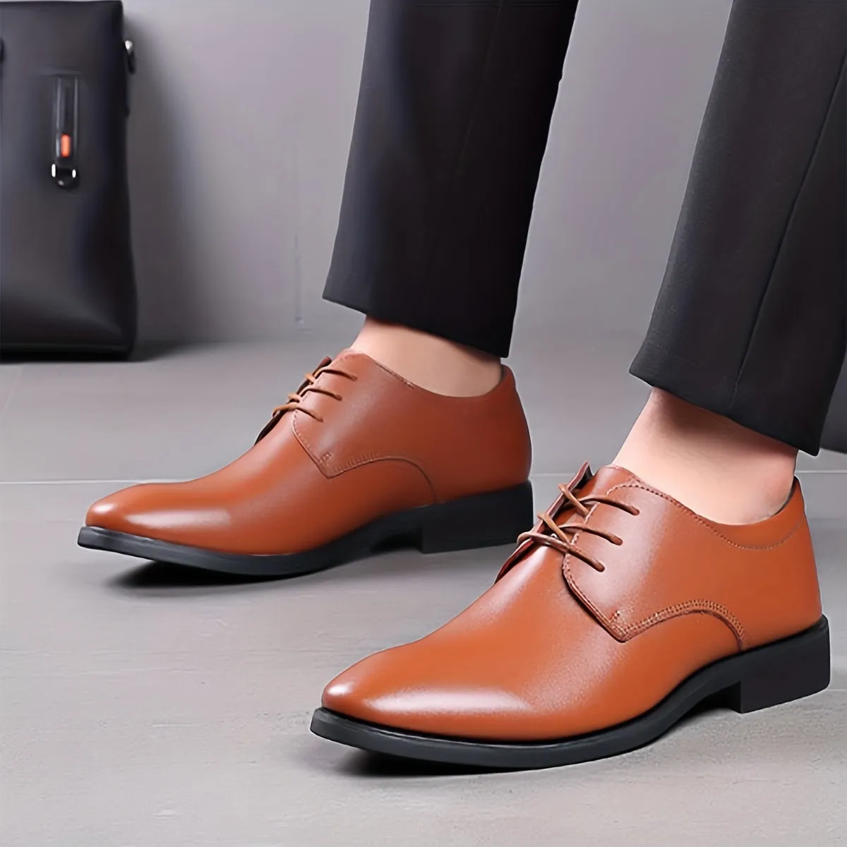 Men's Elegant Jelly Glue Upper Material Dress Shoes PU Insole