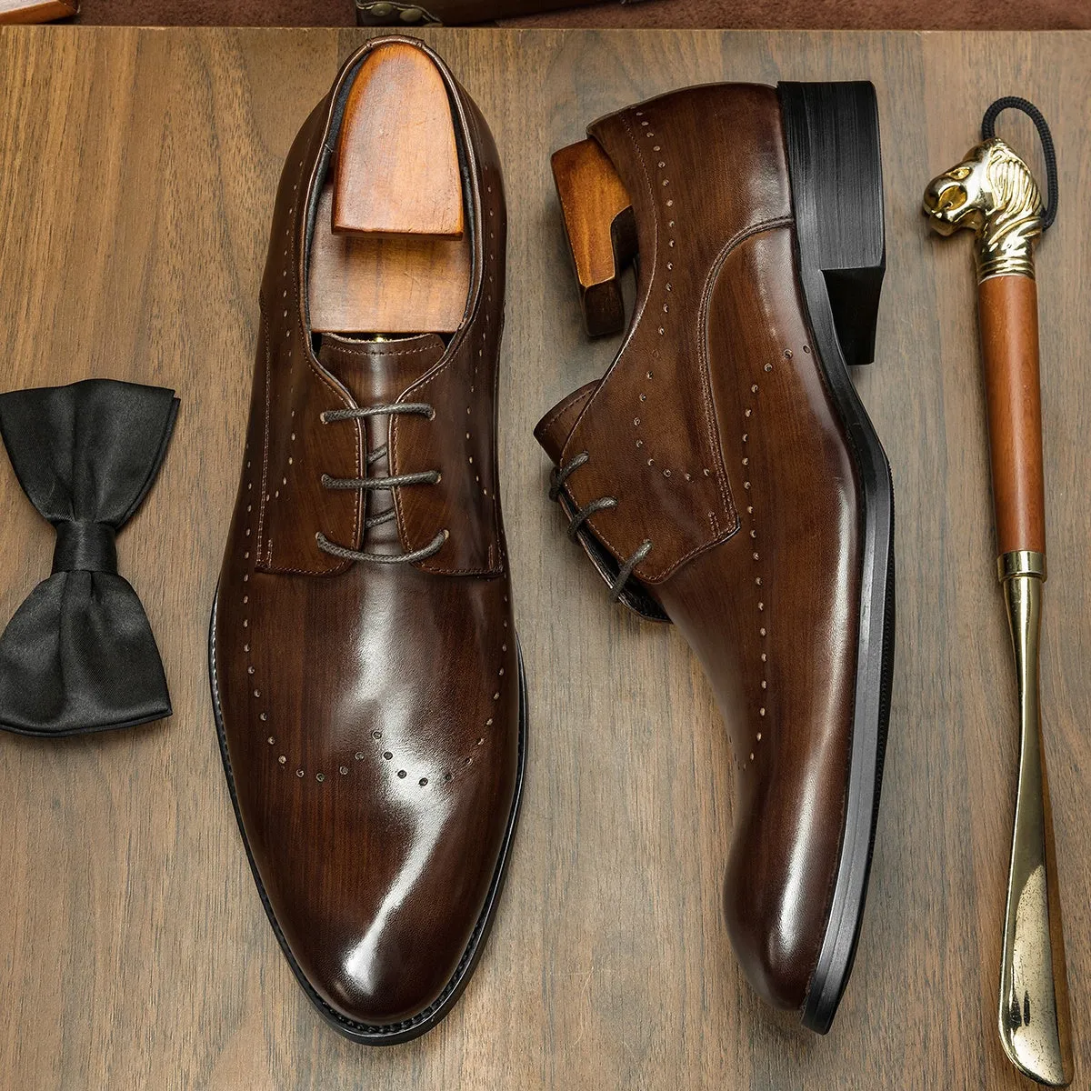men's genuine leather derby shoes