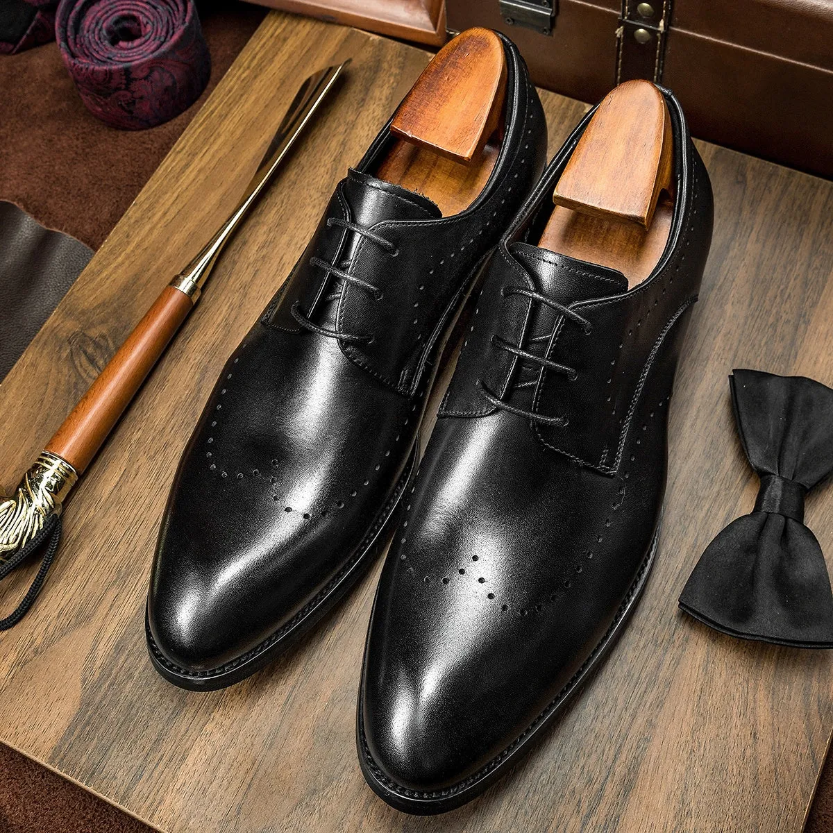 men's genuine leather derby shoes