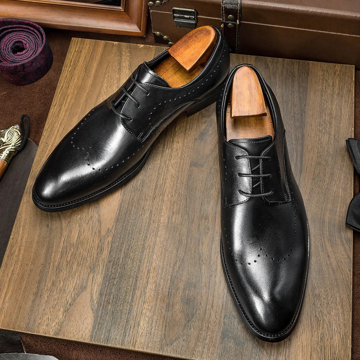 men's genuine leather derby shoes