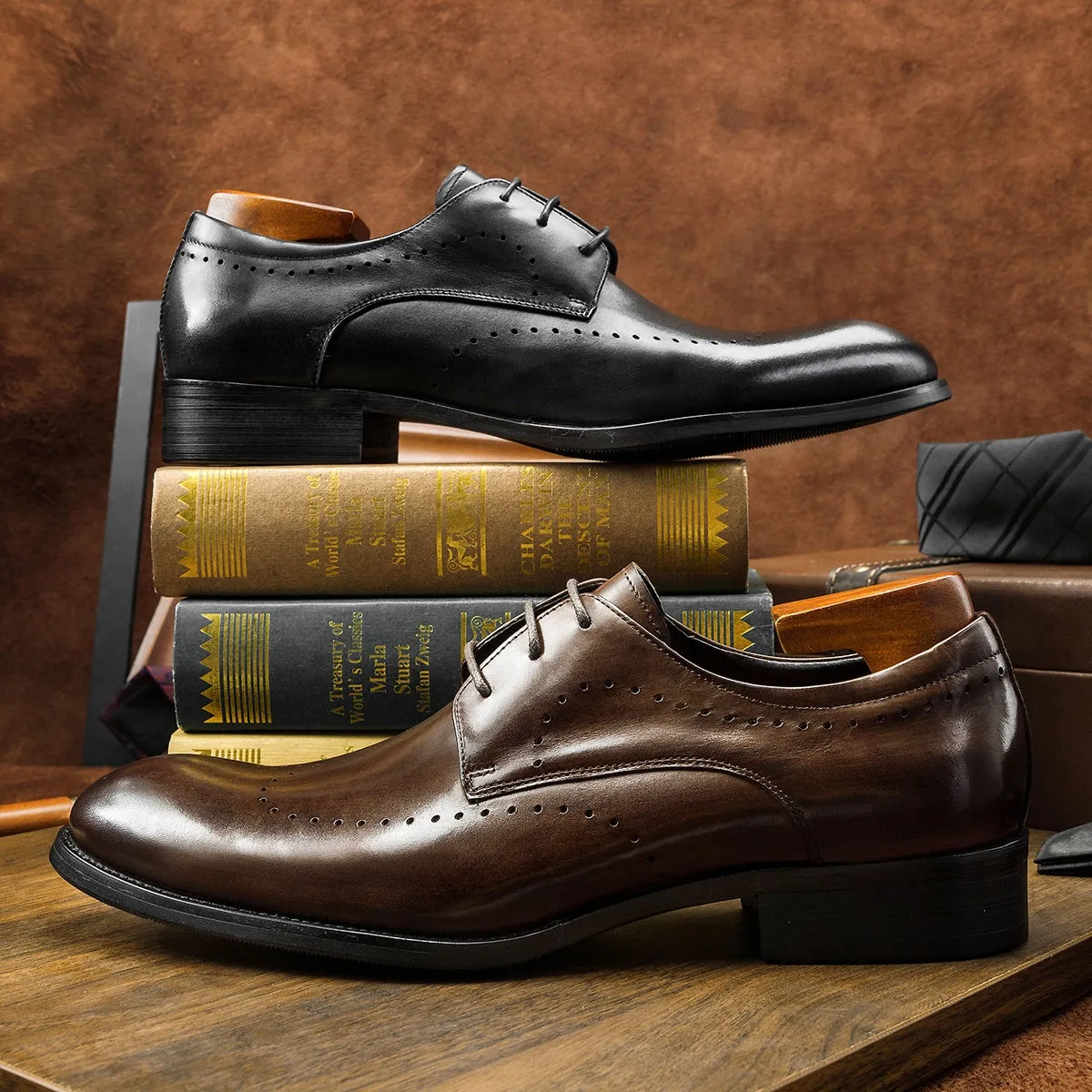 men's genuine leather derby shoes