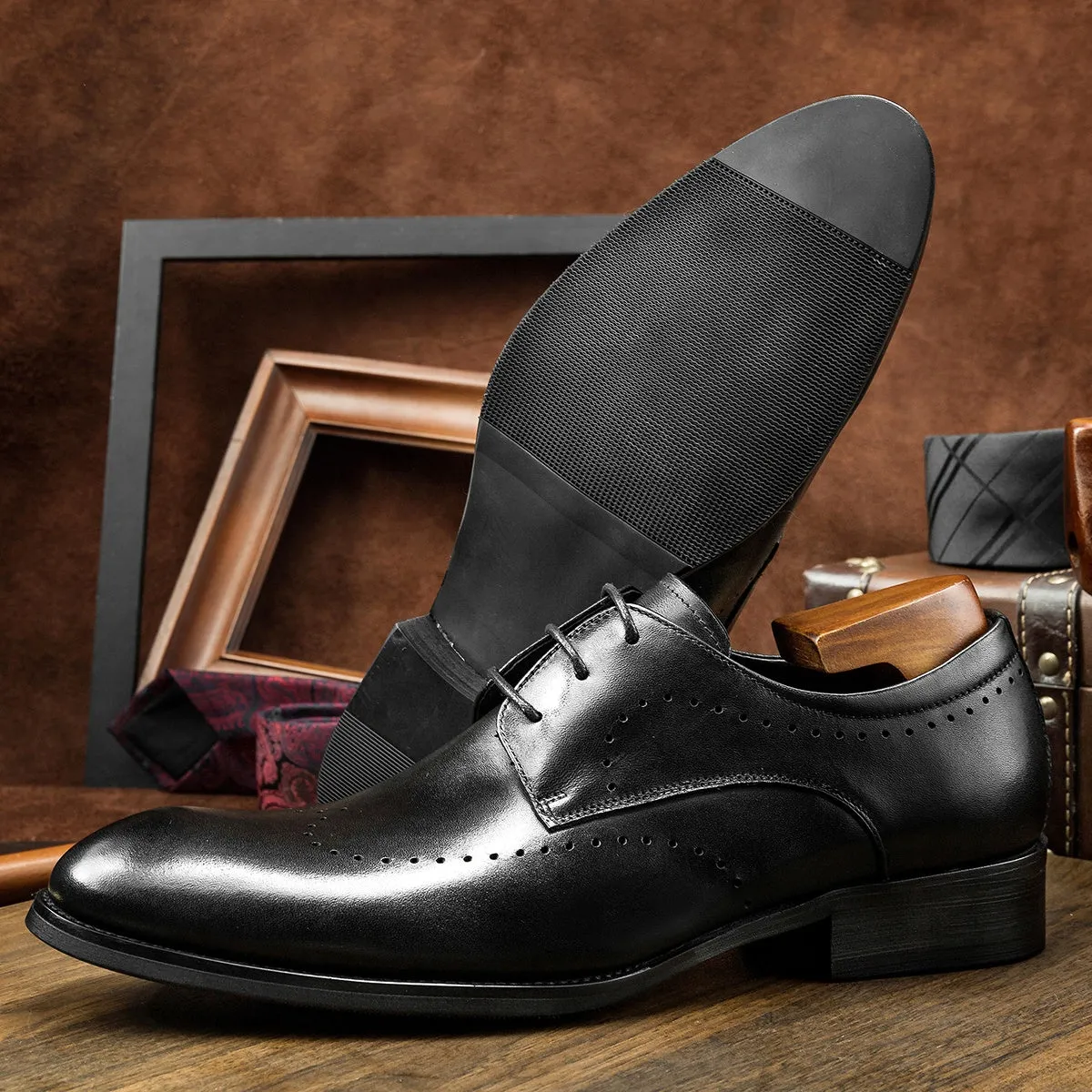 men's genuine leather derby shoes