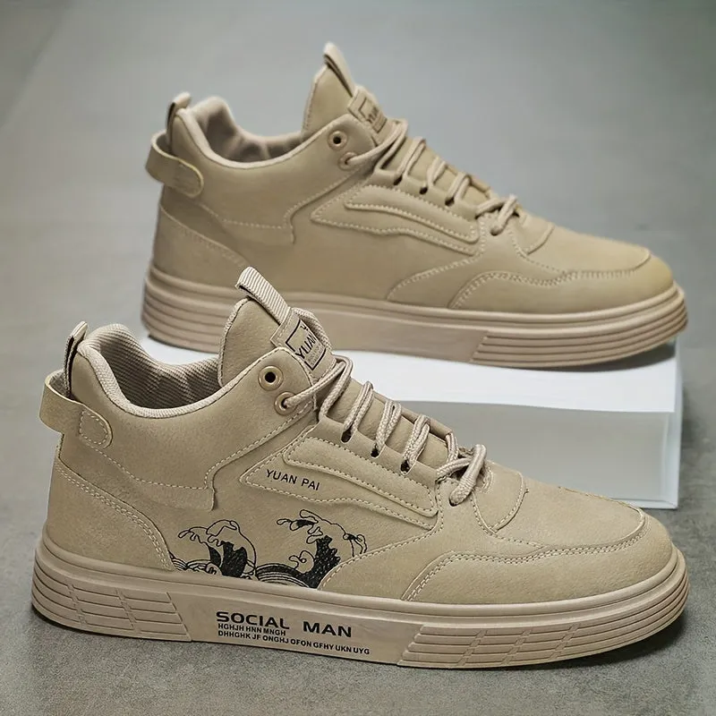 Mens Trendy High Top Skateboard Sneakers NonSlip Comfy Durable