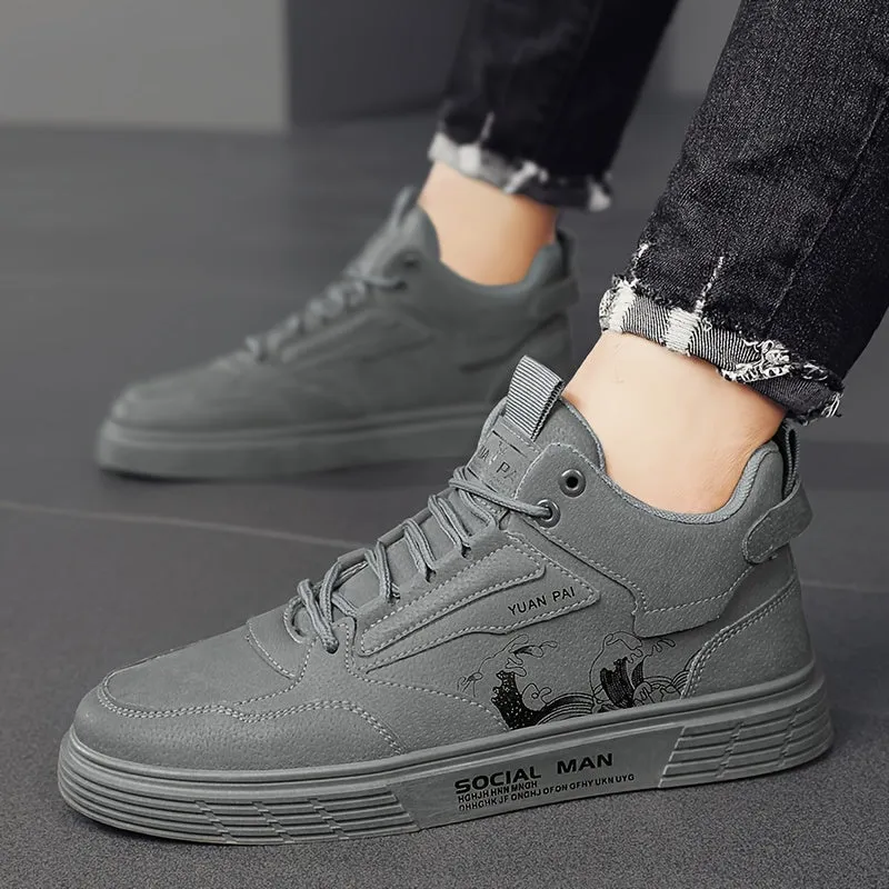 Mens Trendy High Top Skateboard Sneakers NonSlip Comfy Durable