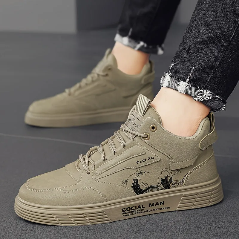 Mens Trendy High Top Skateboard Sneakers NonSlip Comfy Durable