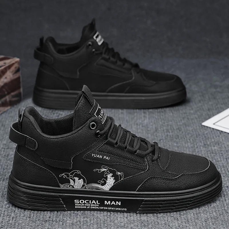 Mens Trendy High Top Skateboard Sneakers NonSlip Comfy Durable