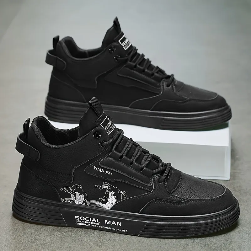 Mens Trendy High Top Skateboard Sneakers NonSlip Comfy Durable