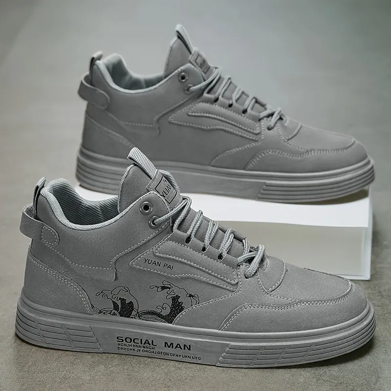 Mens Trendy High Top Skateboard Sneakers NonSlip Comfy Durable