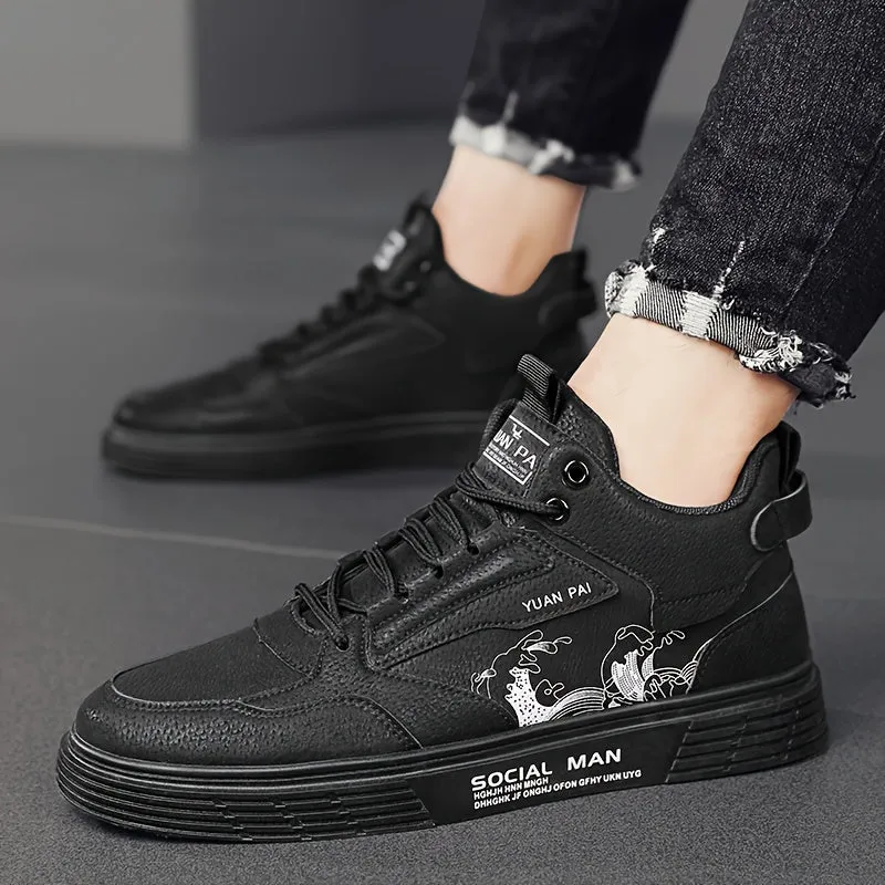 Mens Trendy High Top Skateboard Sneakers NonSlip Comfy Durable