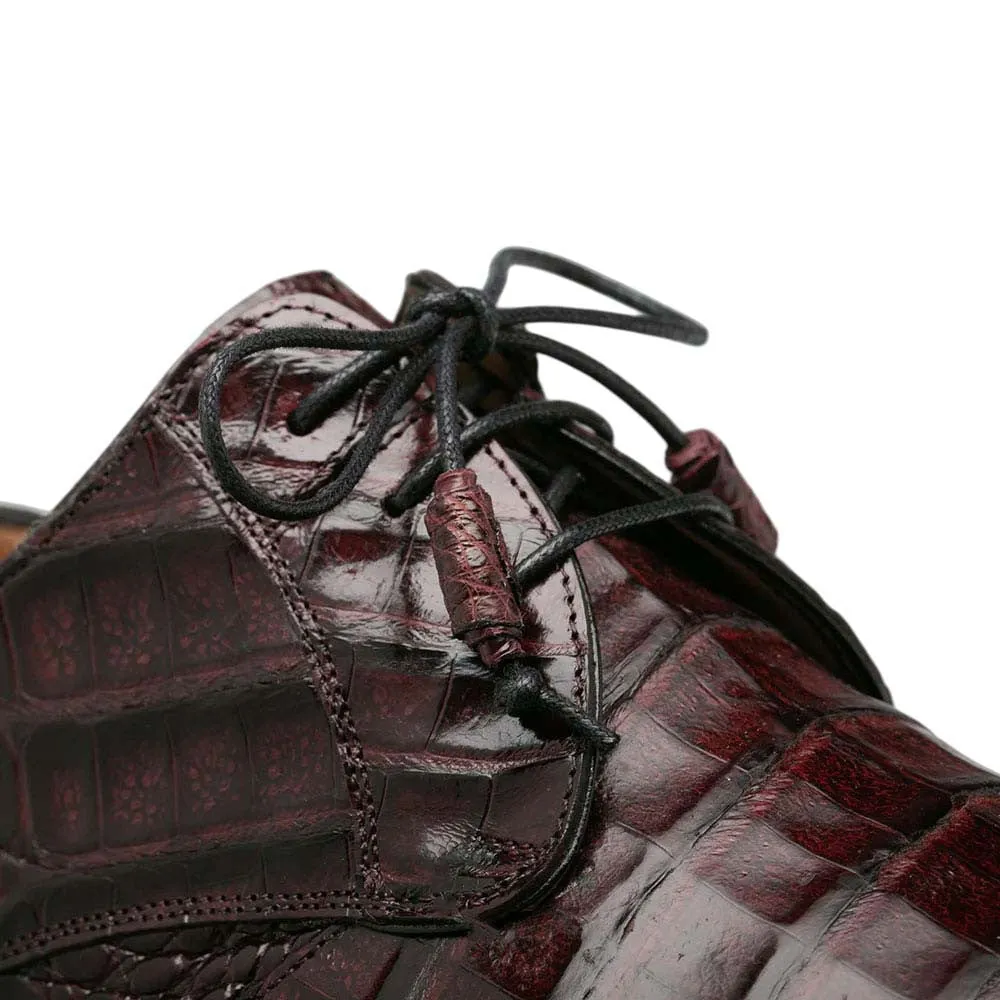 Mezlan Men's Cratos Genuine Crocodile Burgundy Derby Shoes