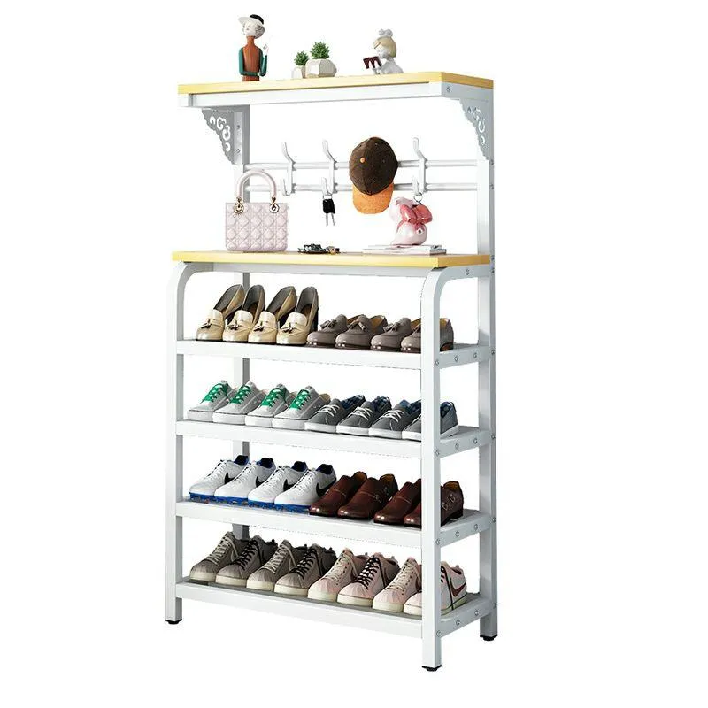 Modern Metal Shoe Rack with Shelves - 31"L x 11"W x 51"H (Black/Gray)