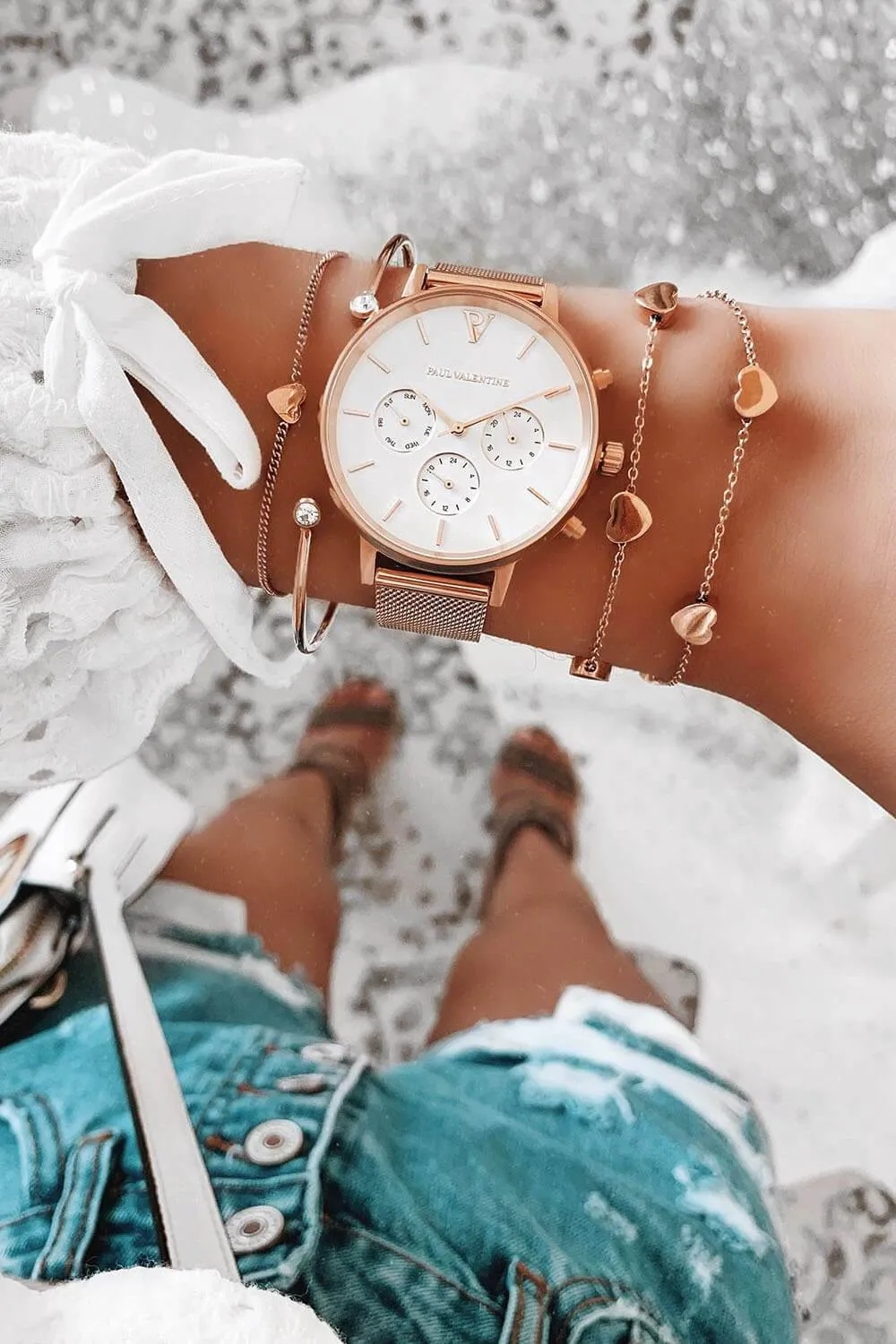 Multifunctional Rose Gold White Mesh