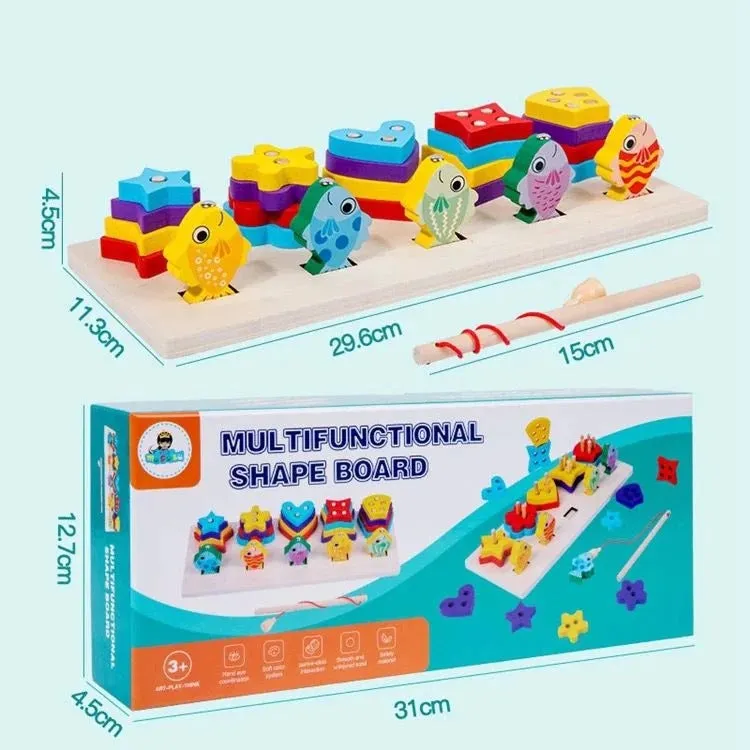 Multifunctional Wooden Shapes and Magnetic Fishing Board - 582