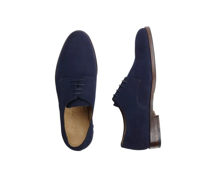 Navy Suede Derby Shoes - DOVER II