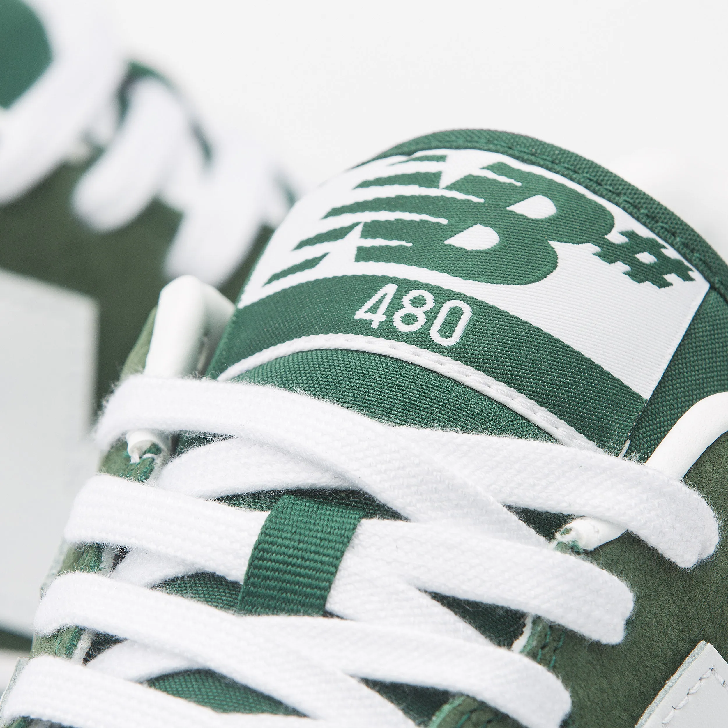 New Balance 480 Shoes Forest Green / White