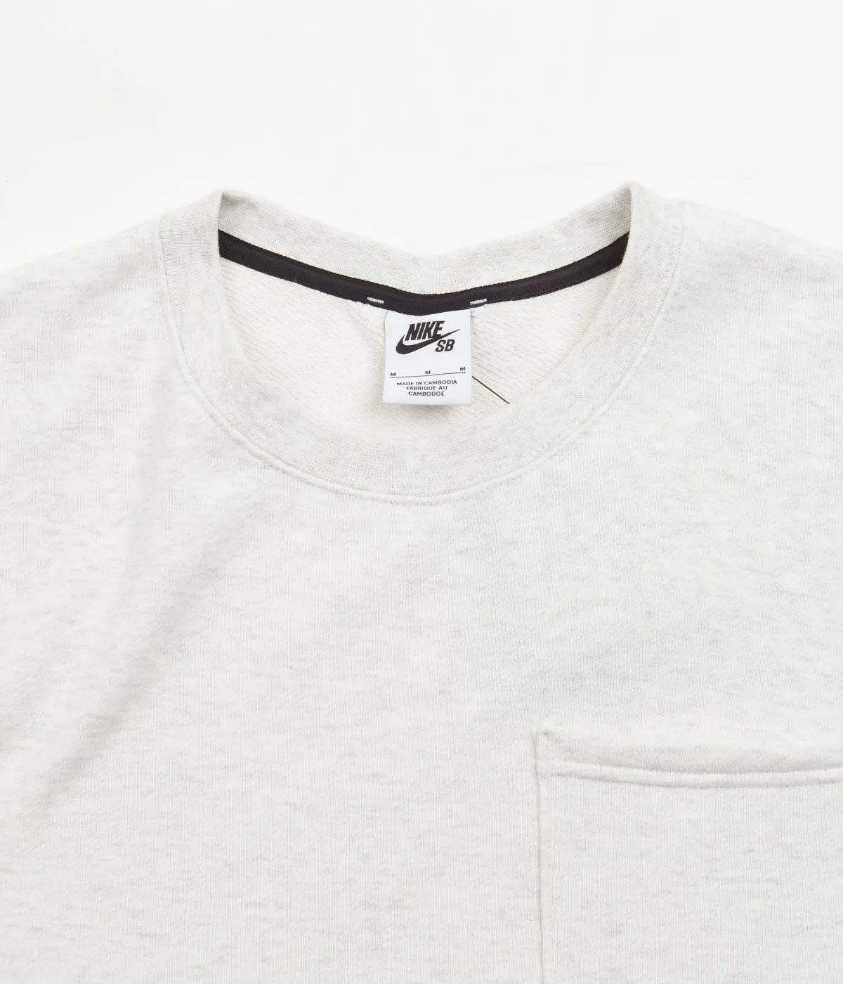 Nike SB Skate Short Sleeve Crewneck Sweatshirt - Birch Heather / Light Madder Root