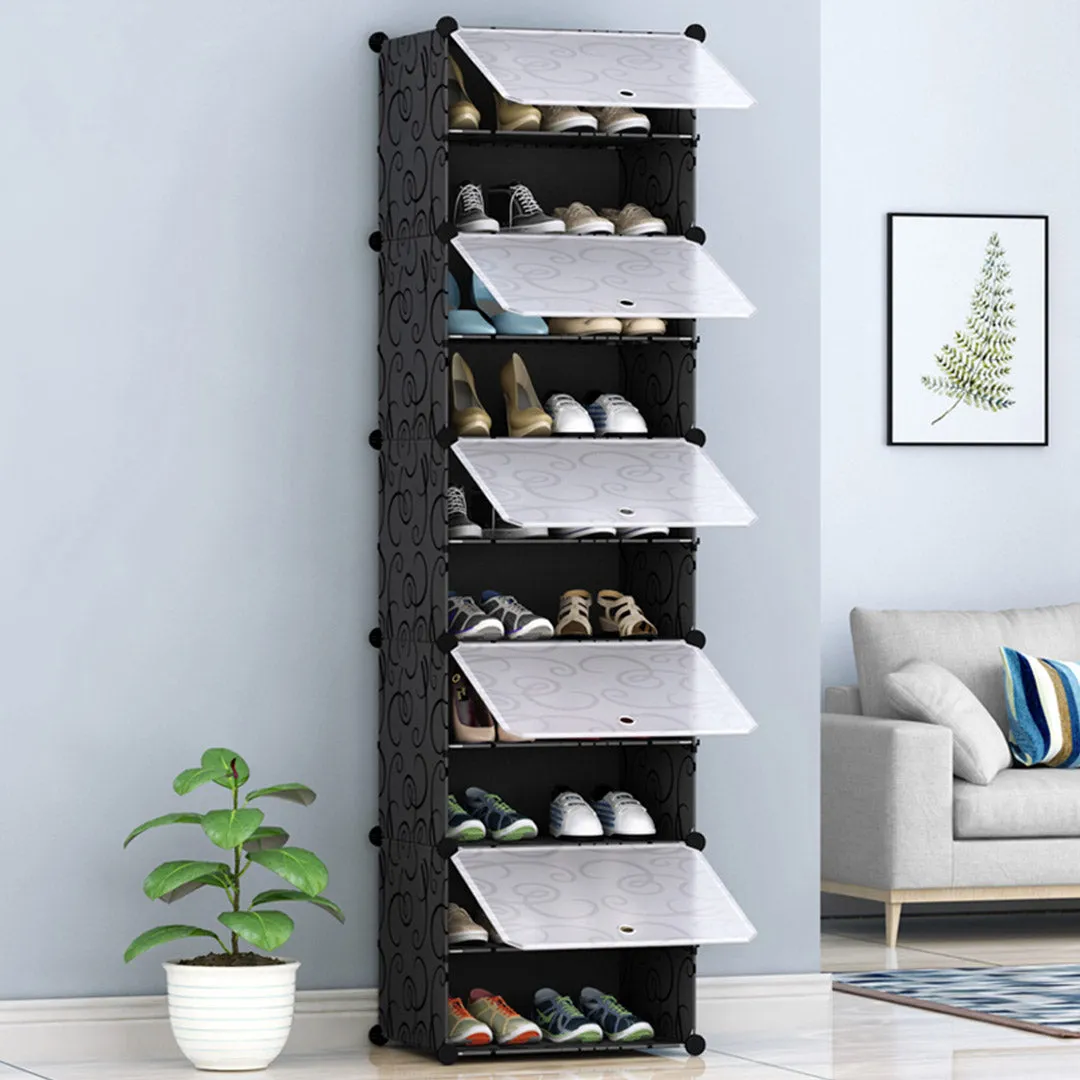 NNEAGS 10 Tier Shoe Rack Organizer Sneaker Footwear Storage Stackable Stand Cabinet Portable Wardrobe with Cover