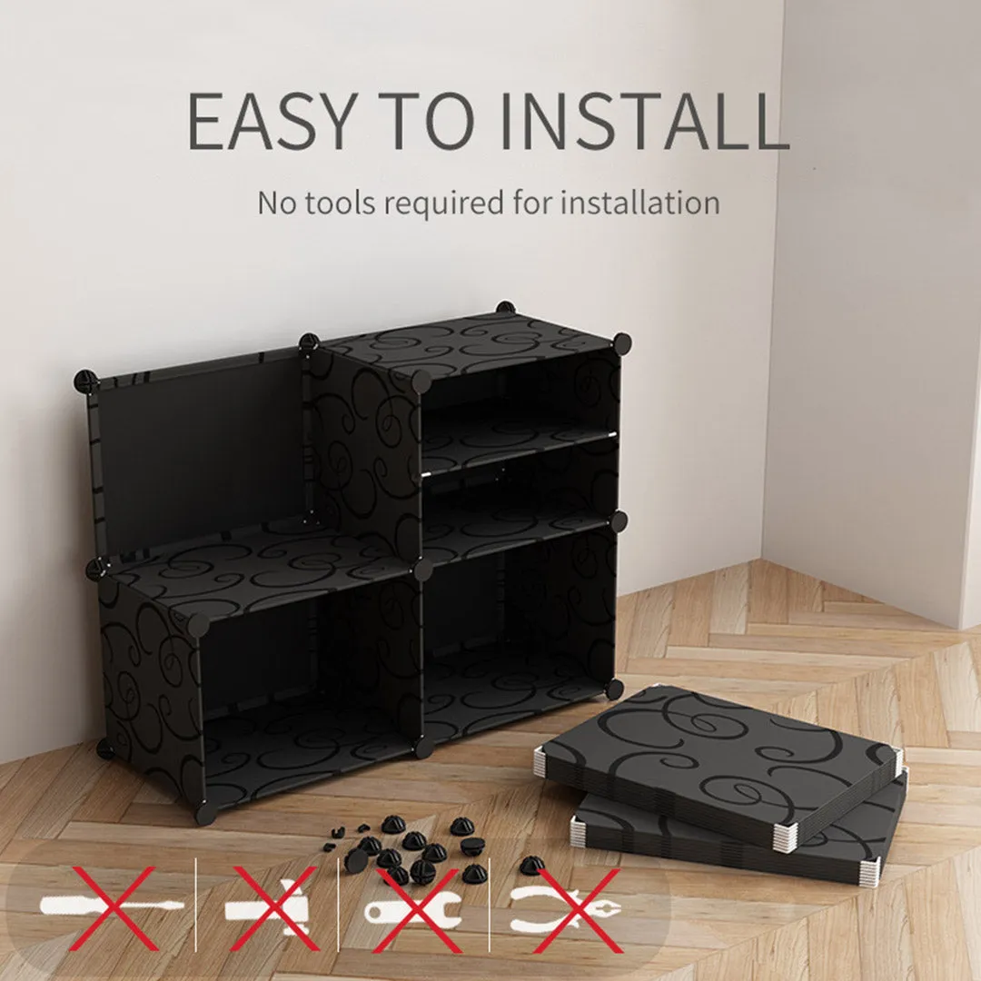 NNEAGS 4 Tier 2 Column Shoe Rack Organizer Sneaker Footwear Storage Stackable Stand Cabinet Portable Wardrobe with Cover
