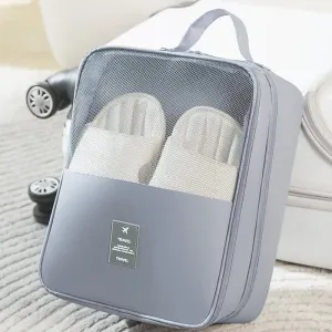 NNEDSZ 2 Pcs Grey Waterproof Foldable Travel Shoe Storage Bag, Three-Layer Design Shoe Organizer, Portable Shoe Pouch for Trips