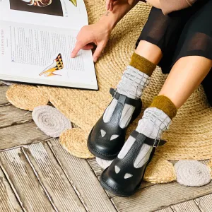 Paturnia Black bebe con occhietti in pelle nera artigianale toscana