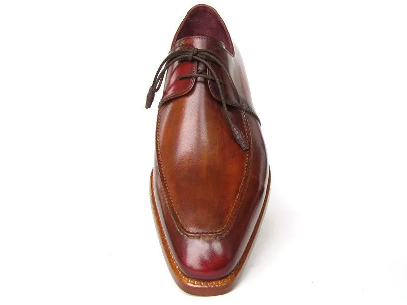 Paul Parkman Brown Leather Square Toe Derby Shoes